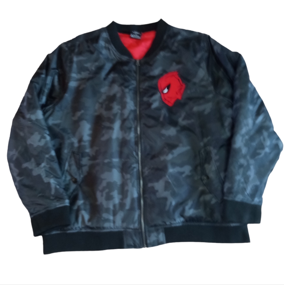 Marvel Deadpool Bomber Full Zip Puffer Camo Jacket Size XXL
